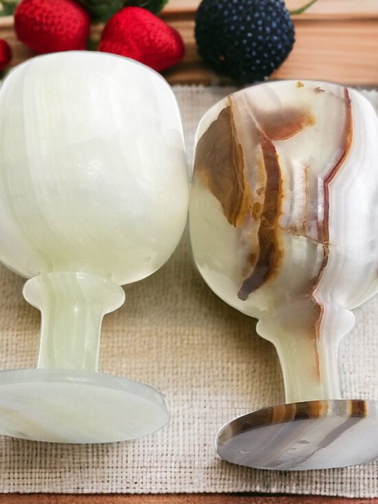 Italian Other - Vintage Italian Alabaster Marble Stone Wine Goblet Cup 2